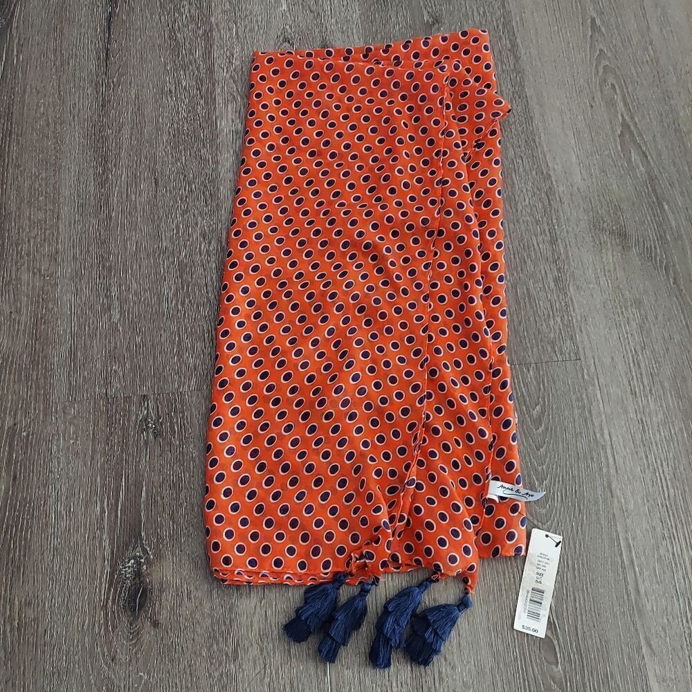 NEW Anna & Ava Orange Polka Dot Tassel Scarf